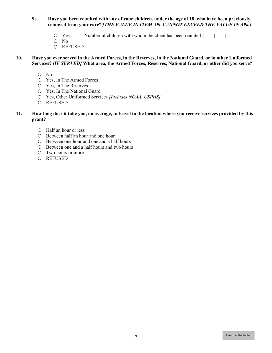 Government Performance and Results Act (Gpra) Client Outcome Measures for Discretionary Programs, Page 8