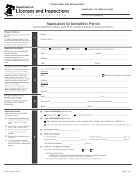 Document preview: Form P_002_F Application for Demolition Permit - City of Philadelphia, Pennsylvania