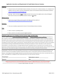 South Dakota Veterans Cemetery Application - South Dakota, Page 2