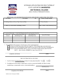SDDVA Form 16 Veterans Application for Free Tuition at State Supported Universities and Technical Colleges - South Dakota