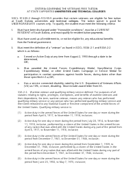 SDDVA Form 16 Veterans Application for Free Tuition at State Supported Universities and Technical Colleges - South Dakota, Page 2