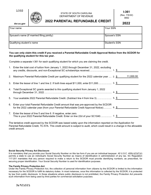 Form I-361 2022 Printable Pdf
