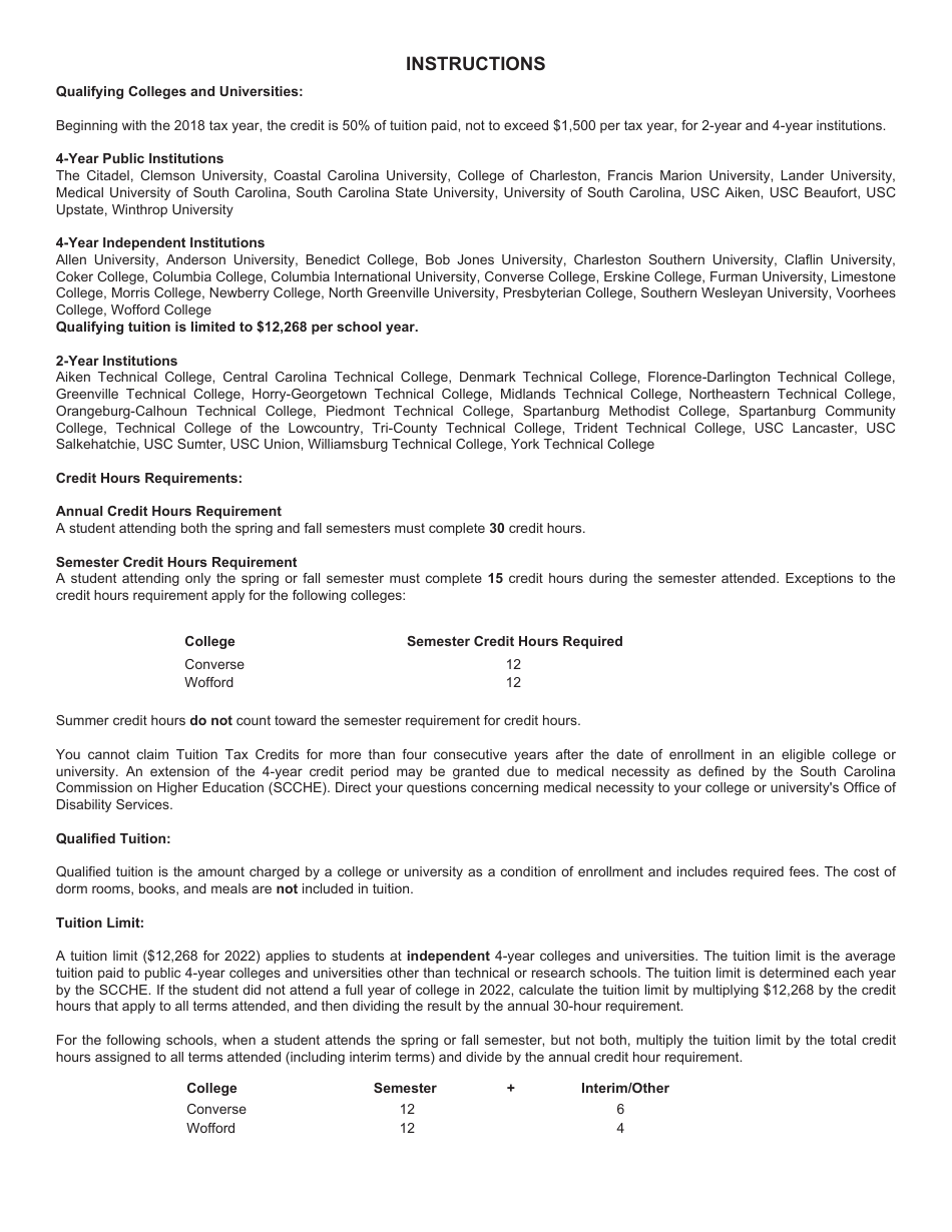 Form I-319 Tuition Tax Credit - South Carolina, Page 3