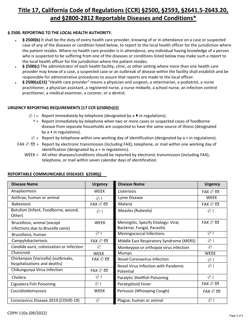 Form CDPH110A Download Fillable PDF or Fill Online Confidential