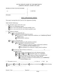 Document preview: First Appearance Order - Lake County, Illinois