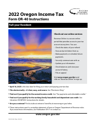 Document preview: Instructions for Form OR-40, 150-101-040 Oregon Individual Income Tax Return for Full-Year Residents - Oregon