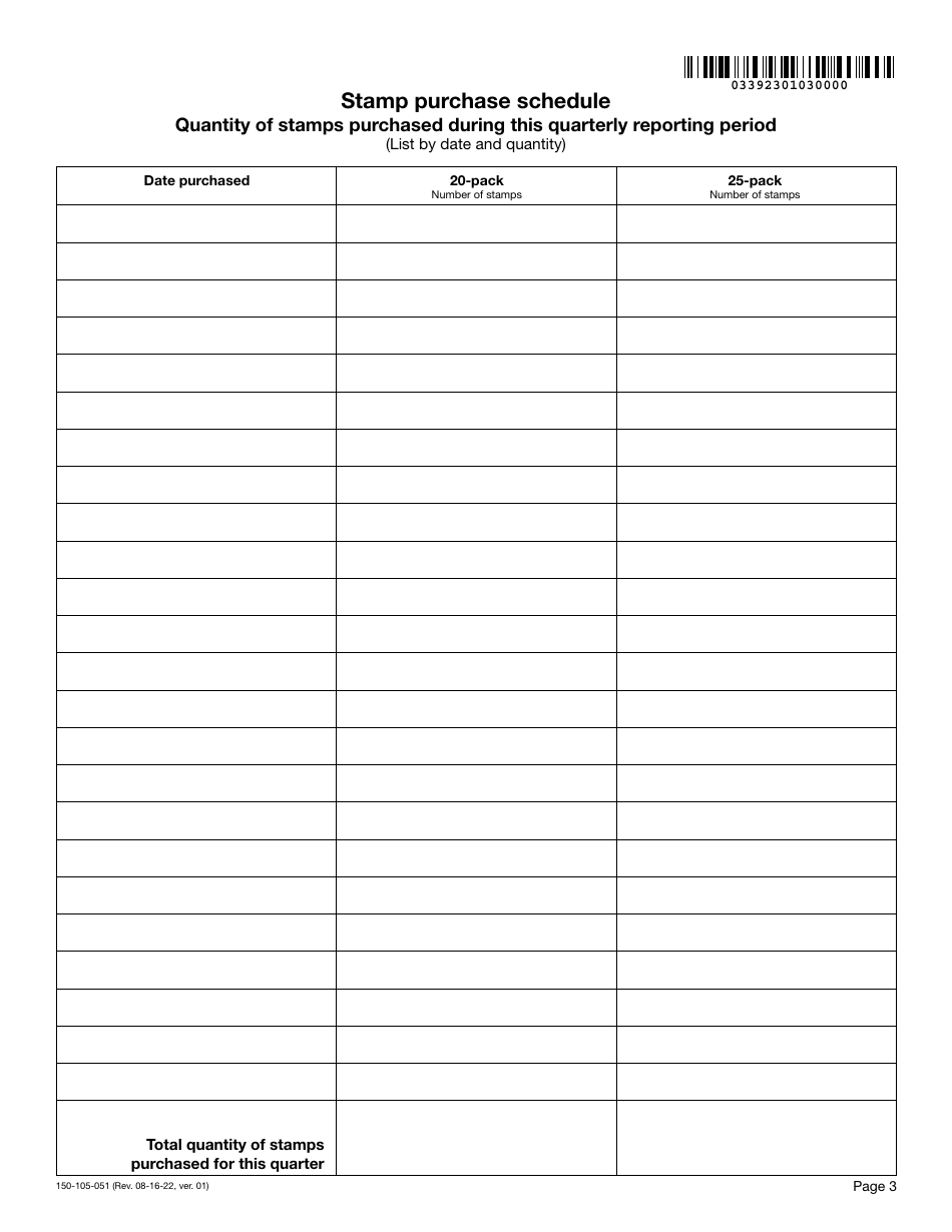 Form OR-511-IN (150-105-051) Oregon in-State Cigarette Distributor Quarterly Reconciliation Report - Oregon, Page 3