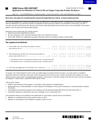 Form OR-CAT-EXT (150-106-006) Application for Extension of Time to File an Oregon Corporate Activity Tax Return - Oregon