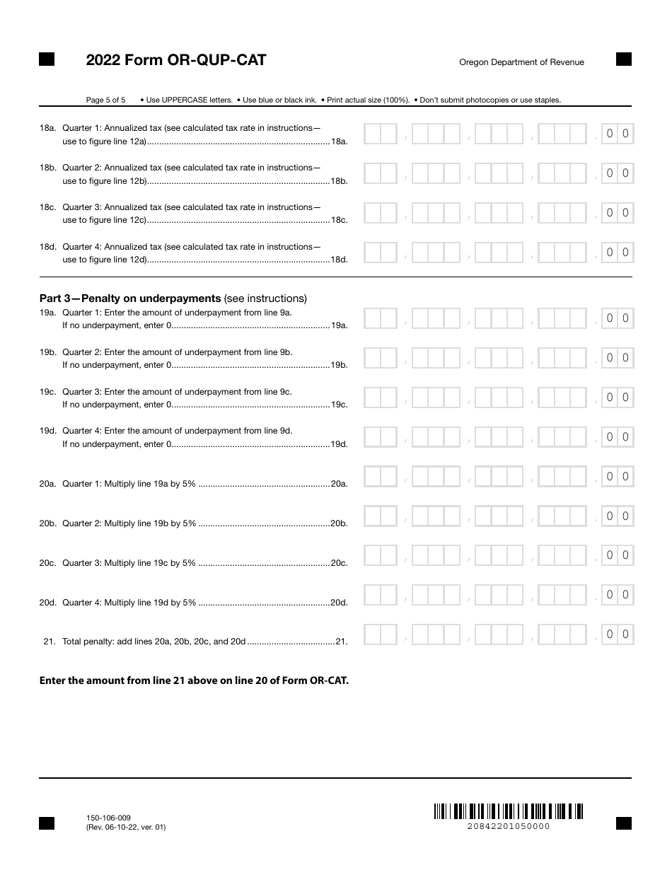 Form ORQUPCAT (150106009) Download Fillable PDF or Fill Online