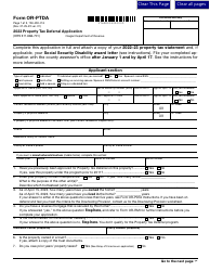 Document preview: Form OR-PDTA (150-490-014) Property Tax Deferral Application - Oregon, 2023