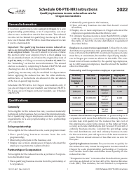 Instructions for Form 150-101-367 Schedule OR-PTE-NR Qualifying Business Income Reduced Tax Rate for Oregon Nonresidents - Oregon