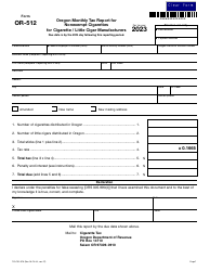 Document preview: Form OR-512 (150-105-016) Oregon Monthly Tax Report for Nonexempt Cigarettes for Cigarette/Little Cigar Manufacturers - Oregon