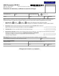 Document preview: Formulario OR-W-4 (150-101-402-5) Declaracion De Retenciones Y Certificado De Exencion De Oregon - Oregon (Spanish)