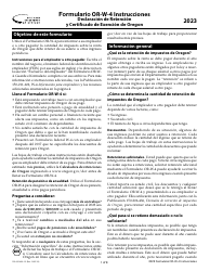 Document preview: Instrucciones para Formulario OR-W-4, 150-101-402-5 Declaracion De Retencion Y Certificado De Exencion De Oregon - Oregon (Spanish)