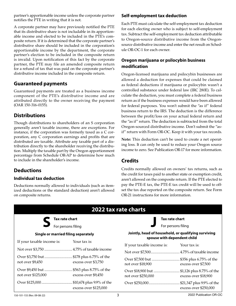 Instructions for Form OR-OC, 150-101-154 Oregon Composite Return - Oregon, Page 3