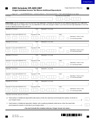 Document preview: Form 150-101-187 Schedule OR-ADD-DEP Oregon Individual Income Tax Return Additional Dependents - Oregon