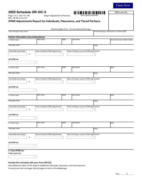 Form 150-101-148 Schedule OR-OC-3 2022 Printable Pdf