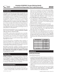 Instructions for Form 150-101-195 Schedule OR-WFHDC Oregon Working Family Household and Dependent Care Credit - Oregon