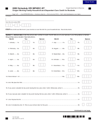 Form 150-101-459 Schedule OR-WFHDC-ST Oregon Working Family Household and Dependent Care Credit for Students - Oregon