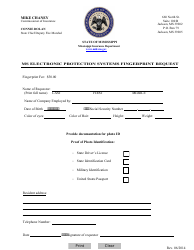 Document preview: Ms Electronic Protection Systems Fingerprint Request - Mississippi