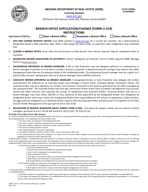 Form LI-219  Printable Pdf