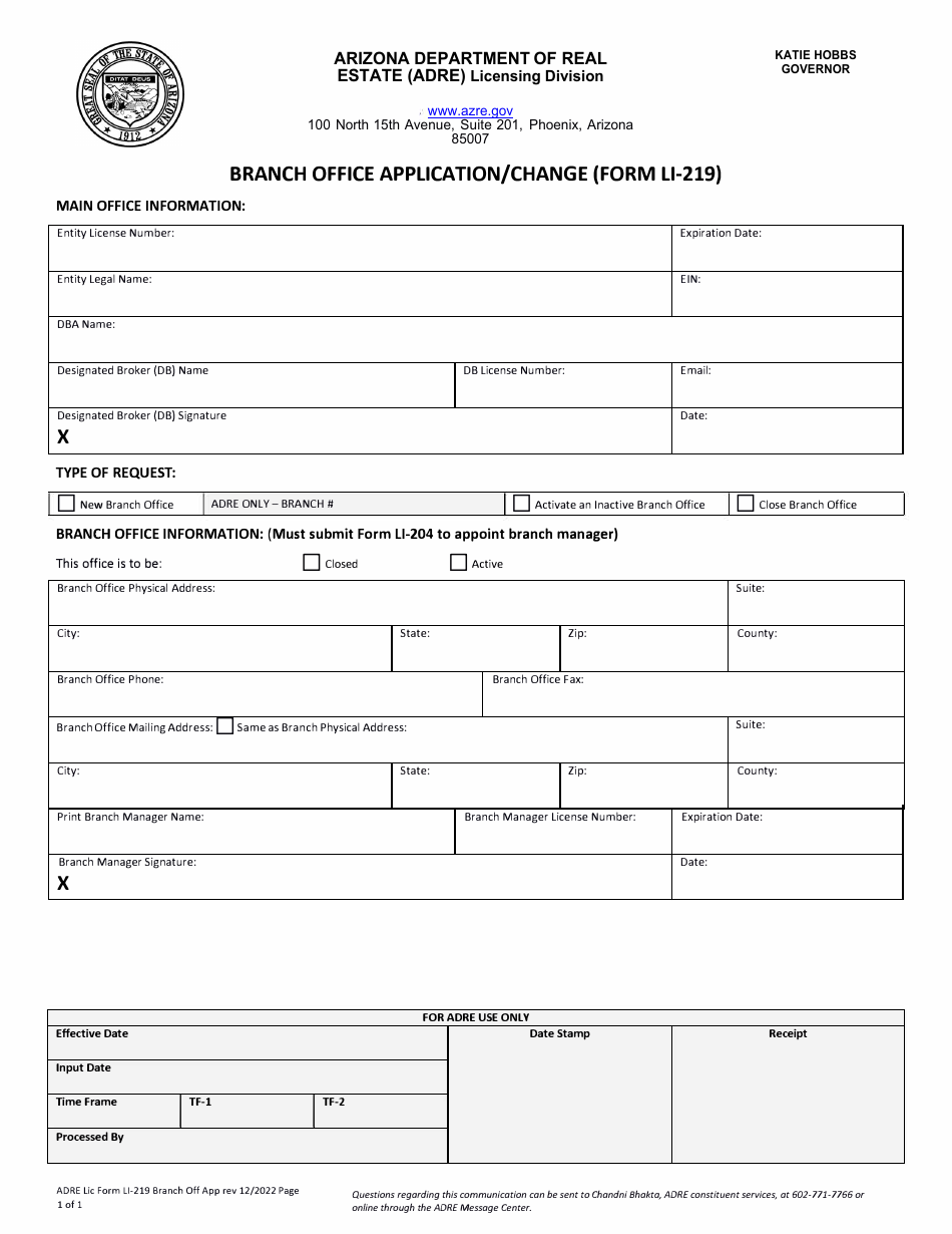 Ca. Abc 219 Form.pdf Form LI-219 - Fill Out, Sign Online and Download Fillable PDF, Arizona ...