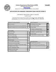 Document preview: Form Y Application for Amended Timeshare Public Report - Arizona