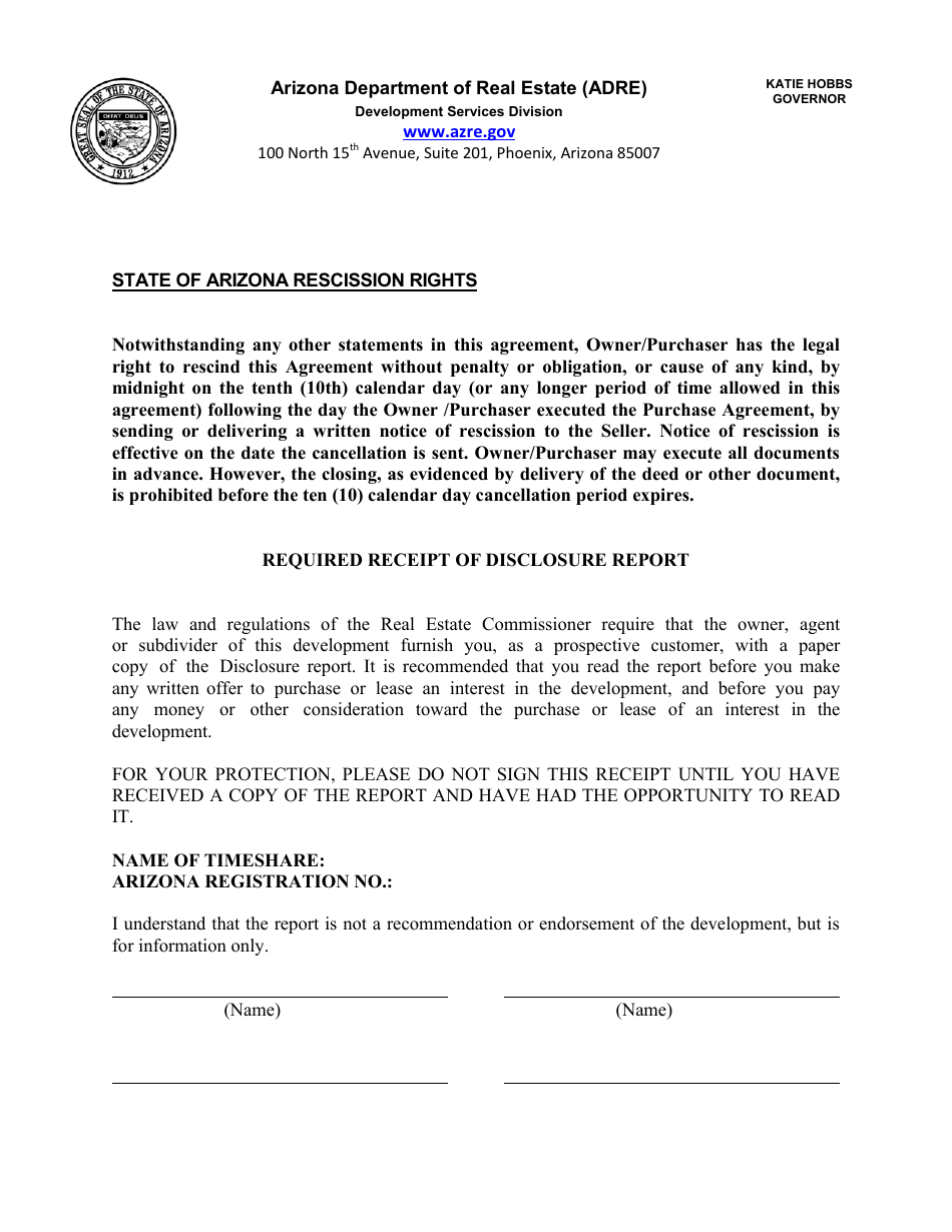 Form Y Application for Amended Timeshare Public Report - Arizona, Page 14