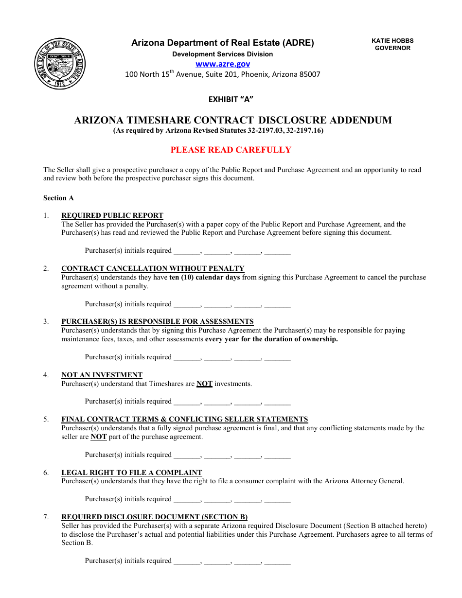 Form Y Application for Amended Timeshare Public Report - Arizona, Page 9
