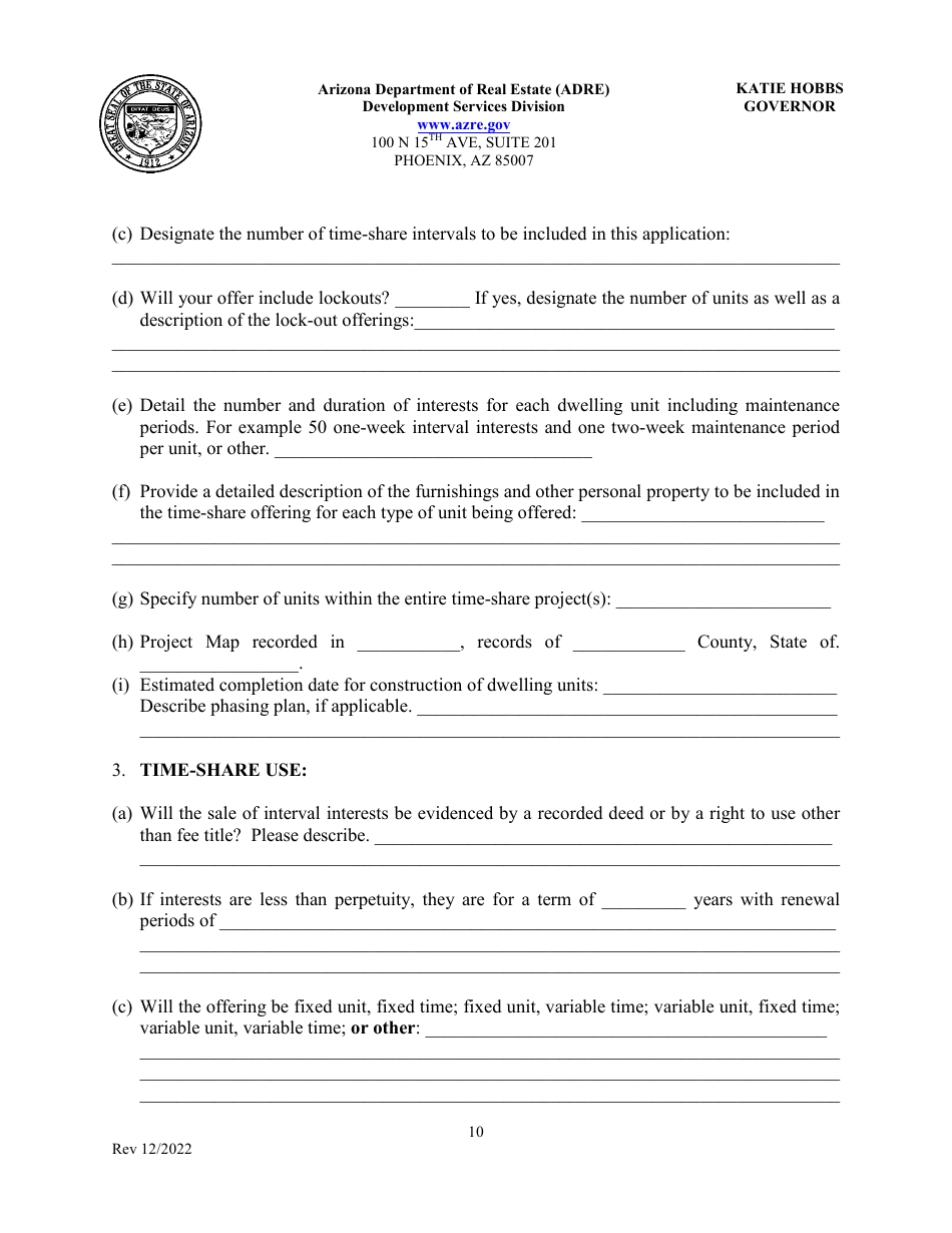 Application for Timeshare Public Report - Arizona, Page 14