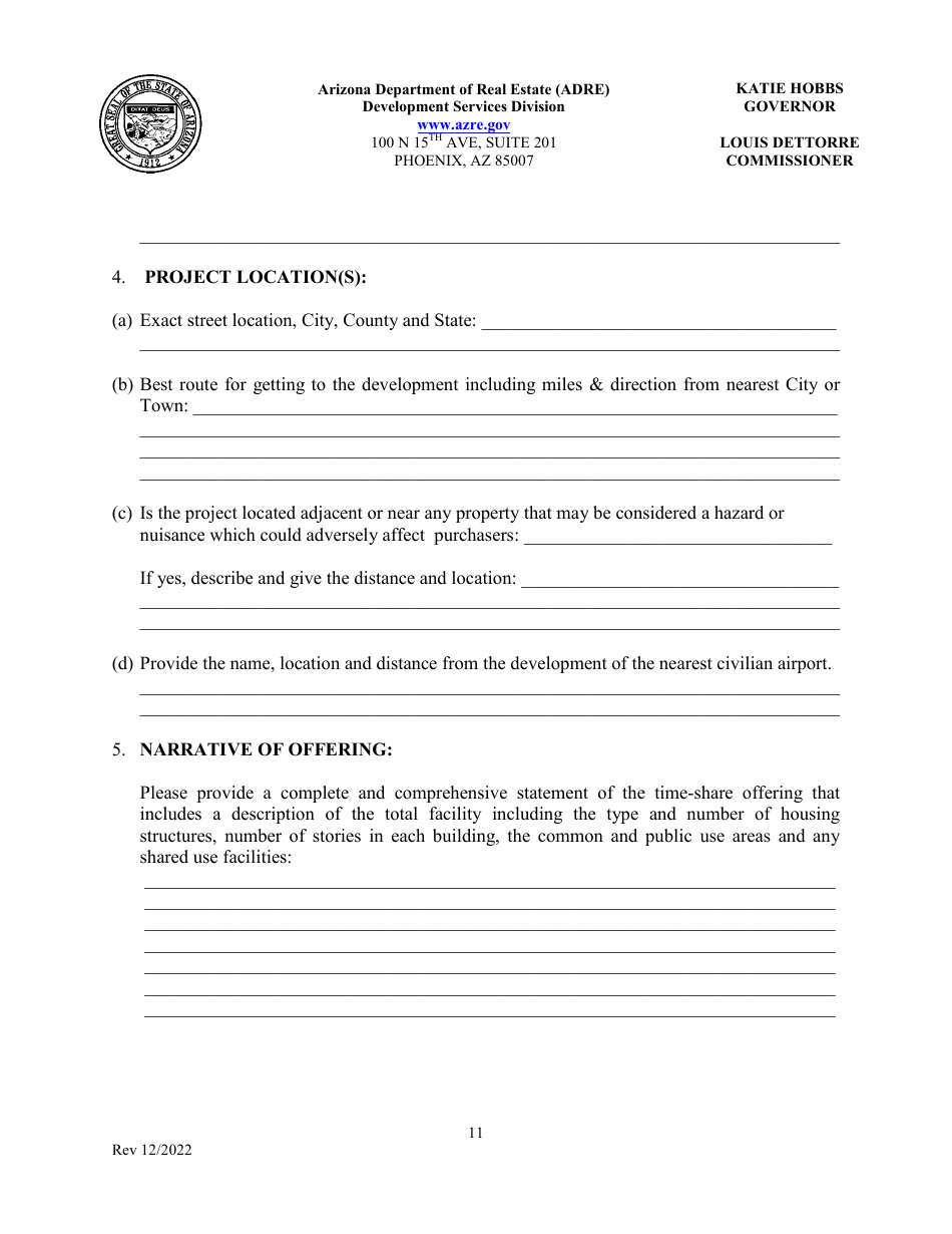 Application for Timeshare Public Report - Arizona, Page 15