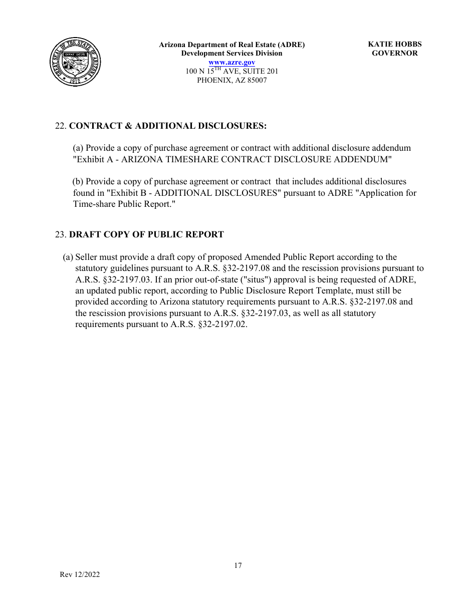 Application for Timeshare Public Report - Arizona, Page 21