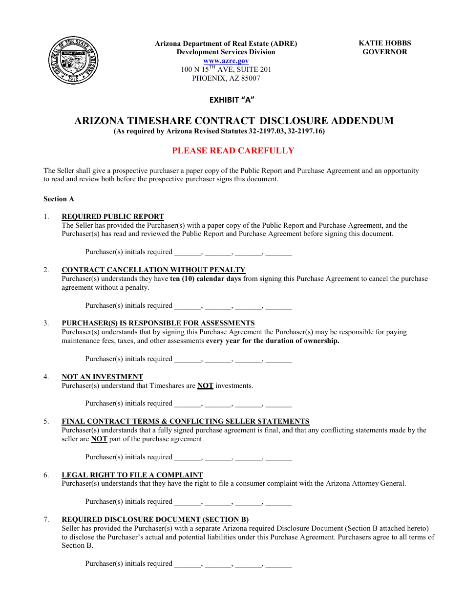 Application for Timeshare Public Report - Arizona, Page 23