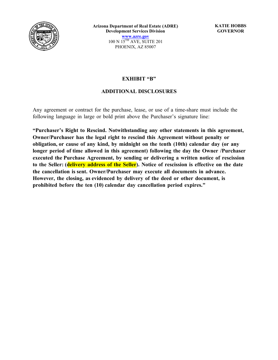 Application for Timeshare Public Report - Arizona, Page 26