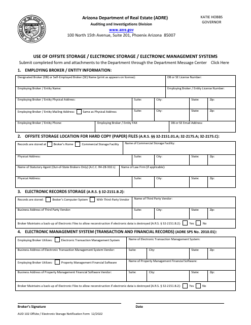 Form AUD102  Printable Pdf