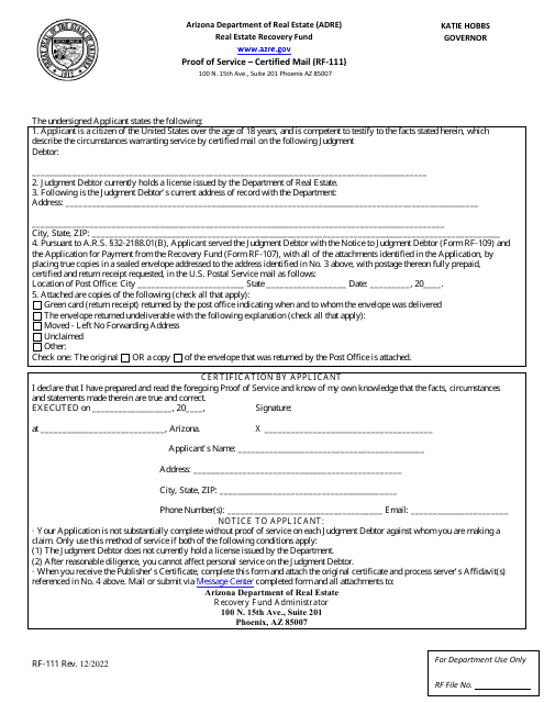 Form RF-111  Printable Pdf