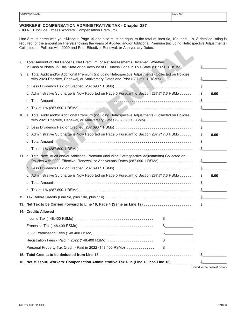 Form MO375-0409 Casualty Insurance Companies - Missouri, Page 3