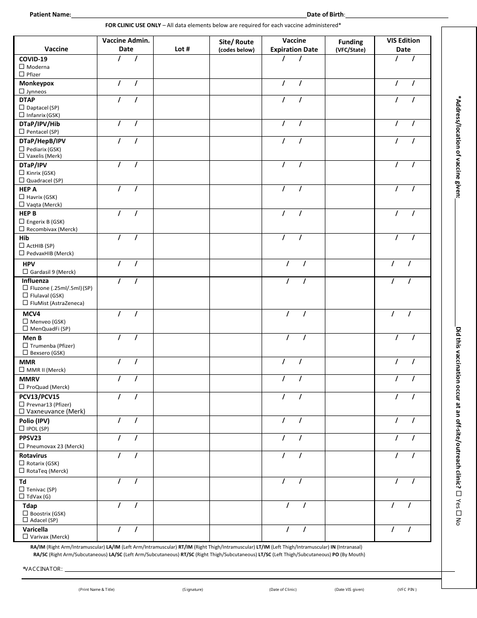 New Mexico Vfc Vaccine Administration Form - New Mexico, Page 2