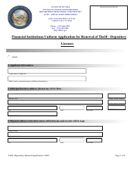 Document preview: Financial Institutions Uniform Application for Renewal of Thrift - Depository Licensee - Nevada