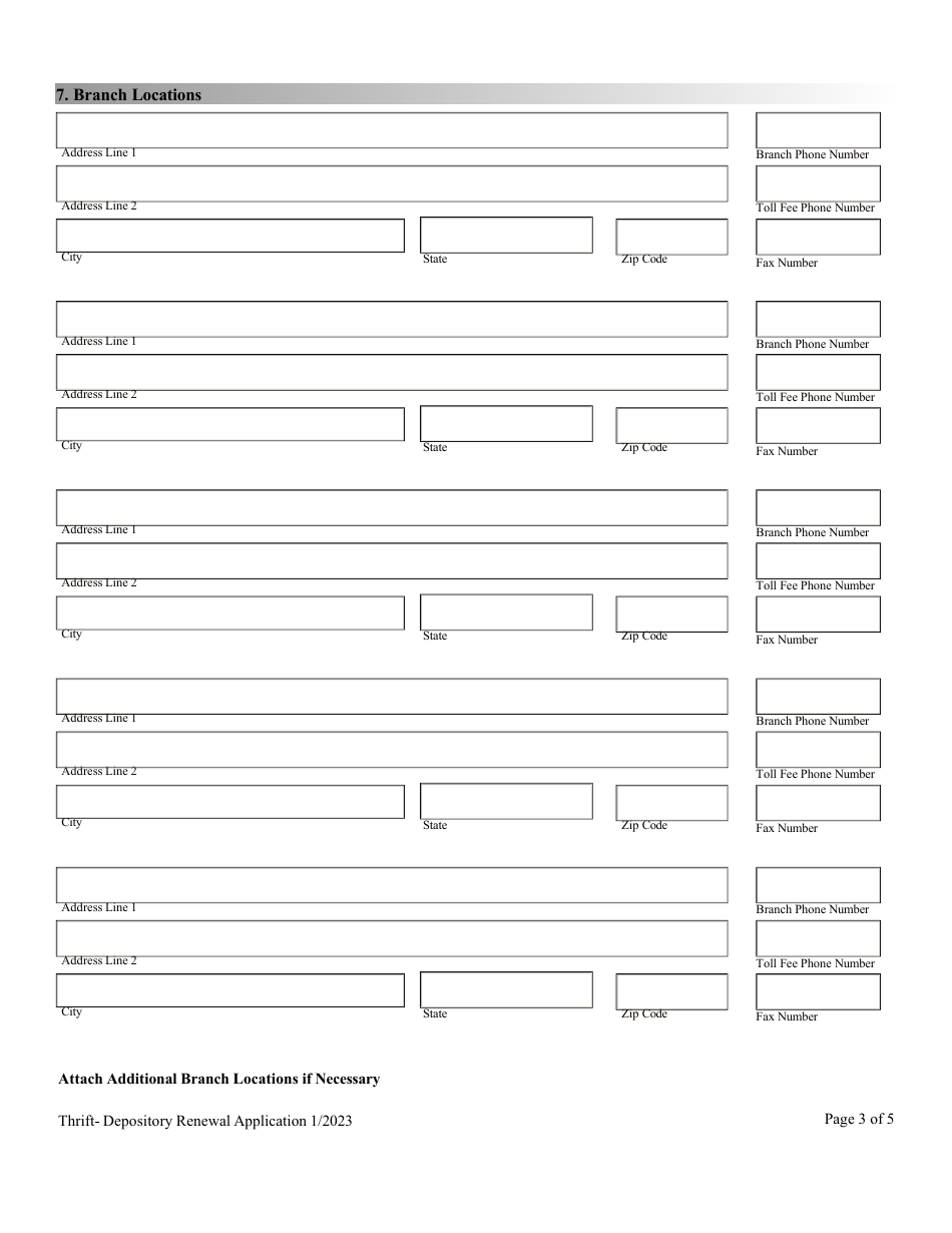 Financial Institutions Uniform Application for Renewal of Thrift - Depository Licensee - Nevada, Page 3