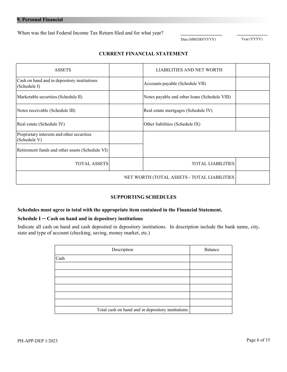 Form PH-APP-DEP Personal History - Nevada, Page 6