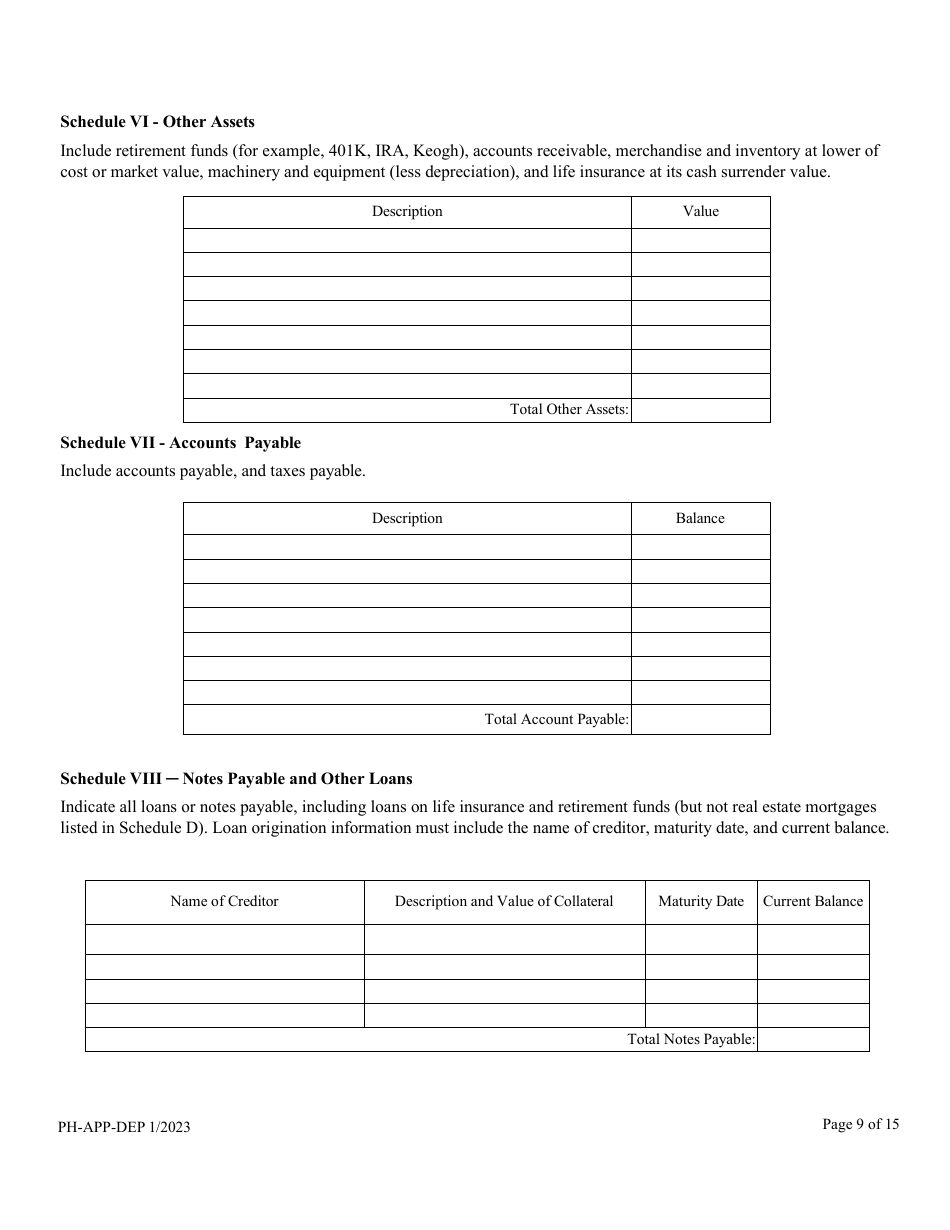 Form PH-APP-DEP Personal History - Nevada, Page 9
