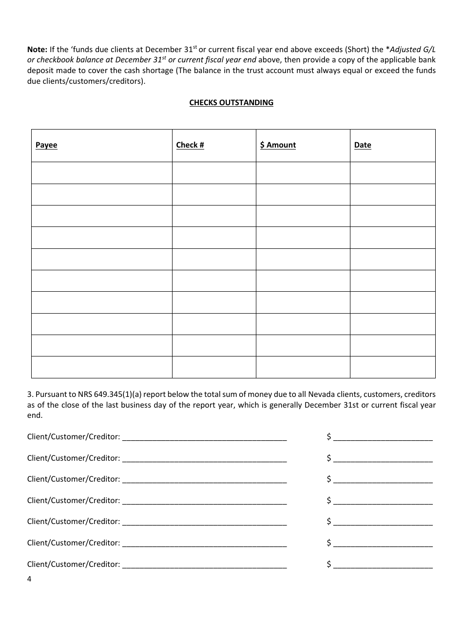 Collection Agency Annual Report to Commissioner - Nevada, Page 4