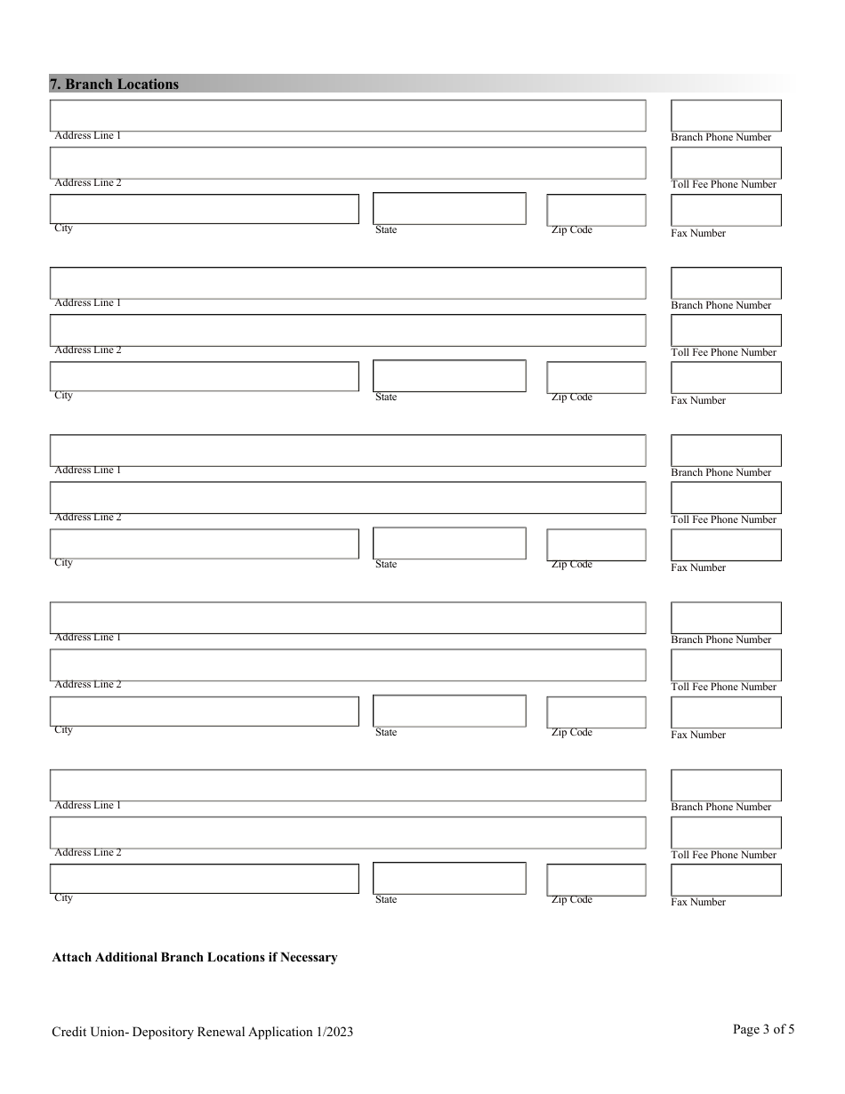 Financial Institutions Application for Renewal of Credit Union - Depository License - Nevada, Page 3