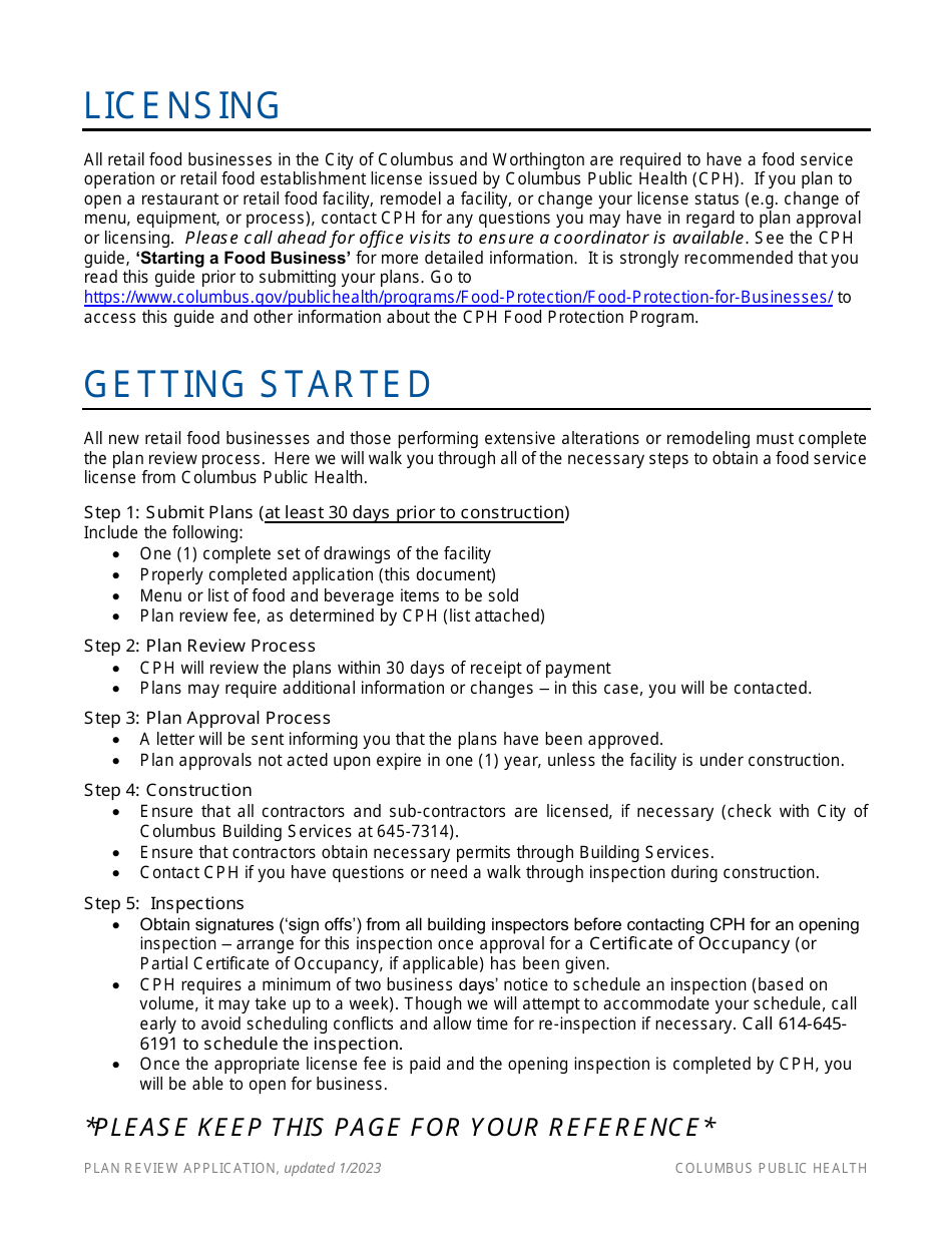 Food Plan Review Application - City of Columbus, Ohio, Page 3