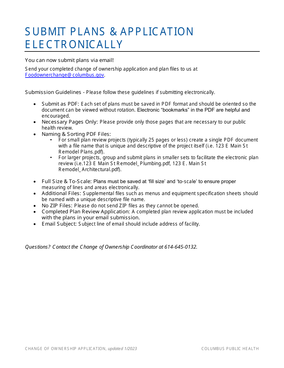 Change of Ownership Application - City of Columbus, Ohio, Page 2
