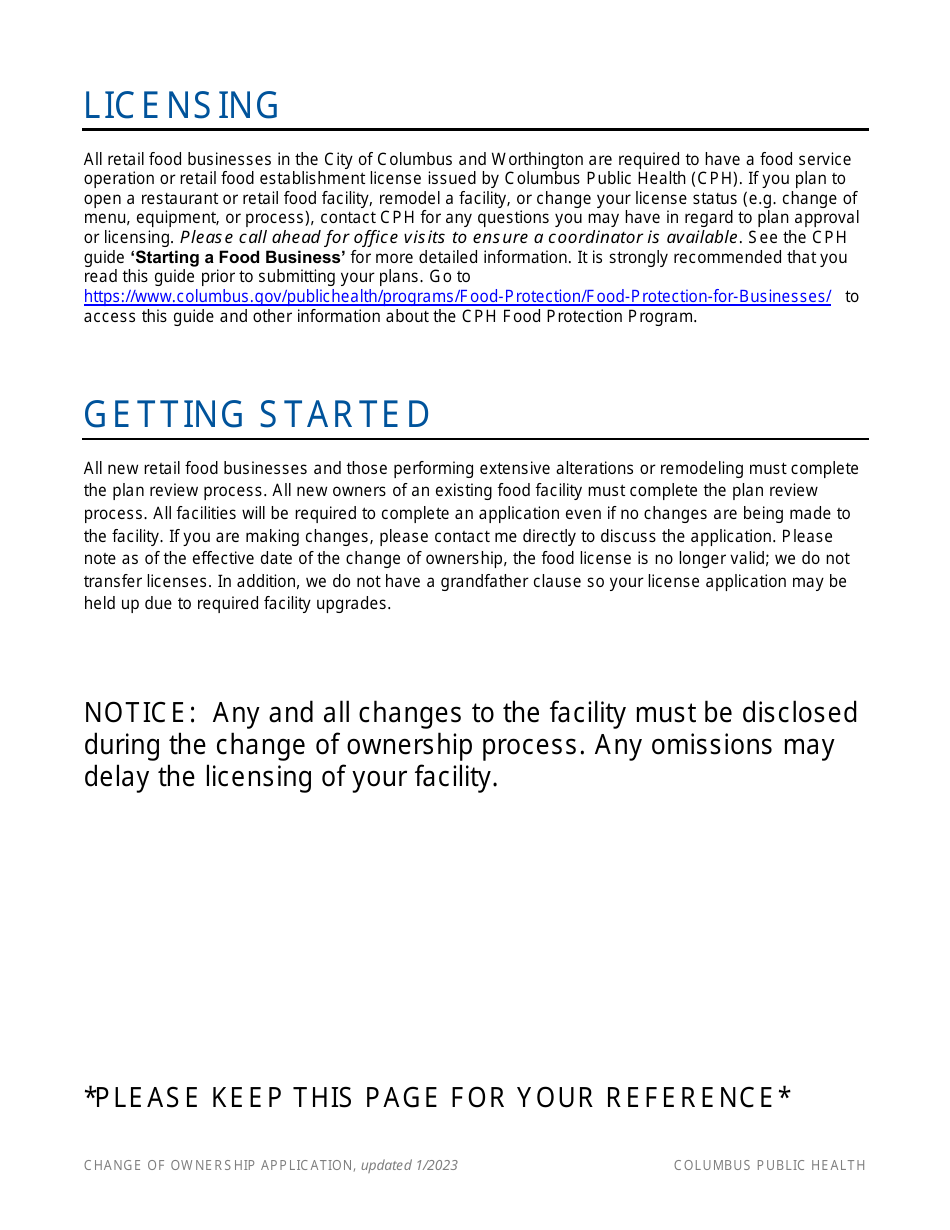 Change of Ownership Application - City of Columbus, Ohio, Page 3