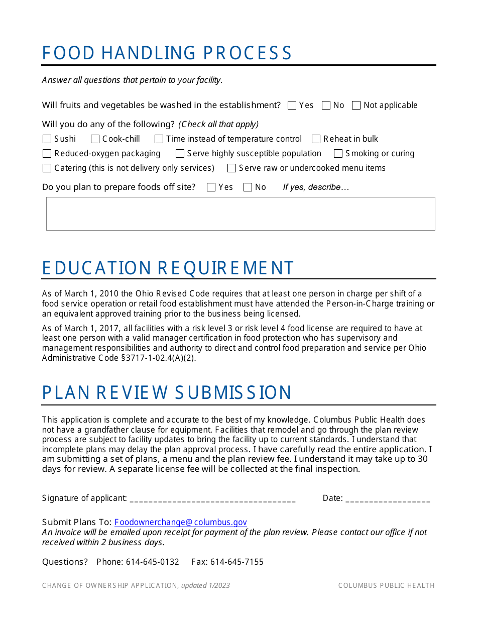 Change of Ownership Application - City of Columbus, Ohio, Page 6