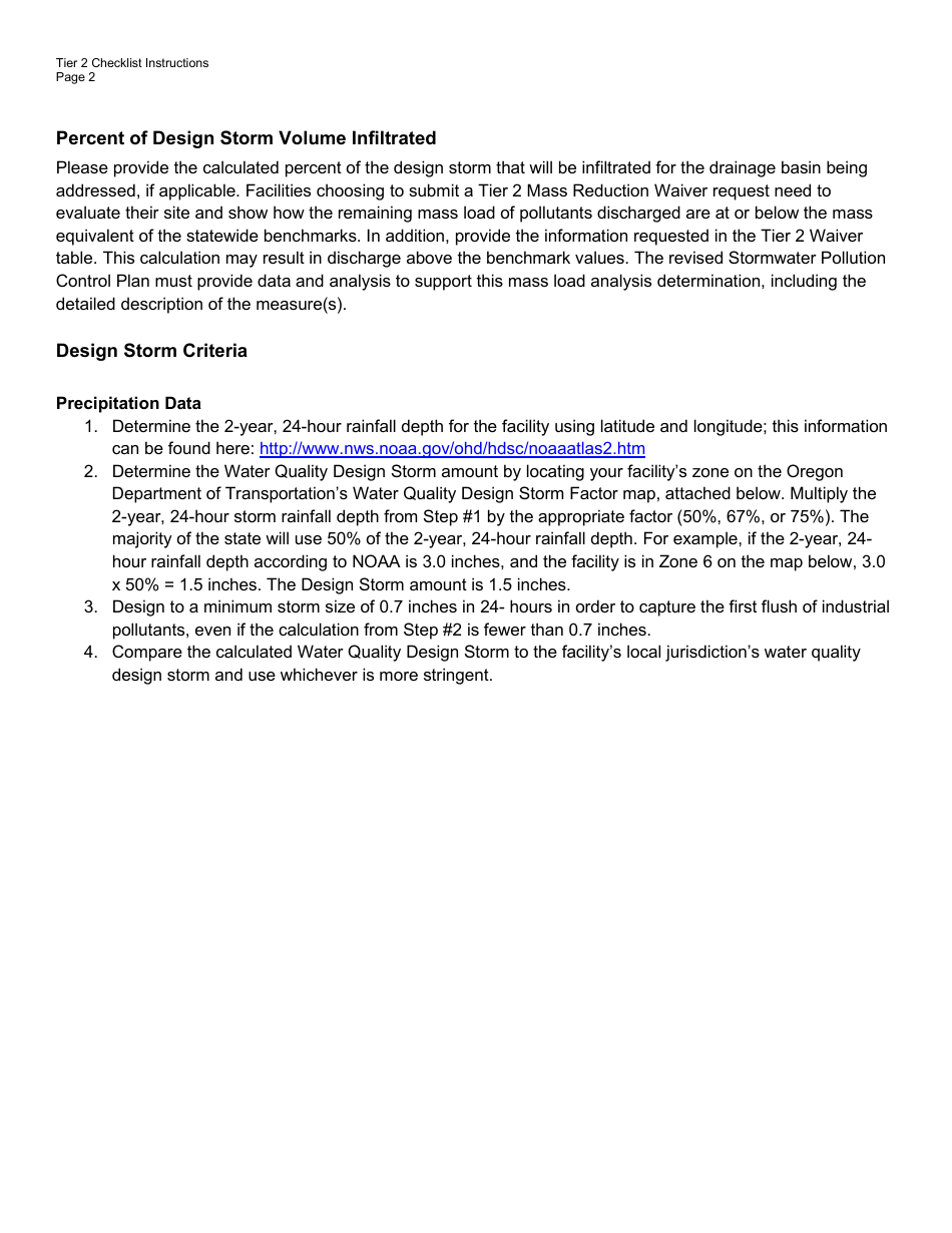 Tier 2 Revised Stormwater Control Plan Checklist - Oregon, Page 2