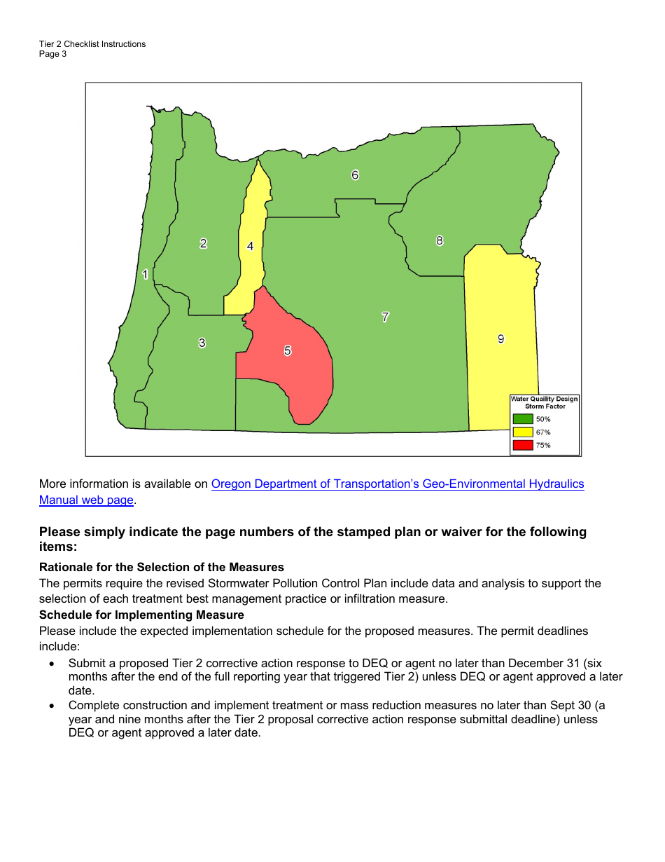 Oregon Tier 2 Revised Stormwater Control Plan Checklist Fill Out
